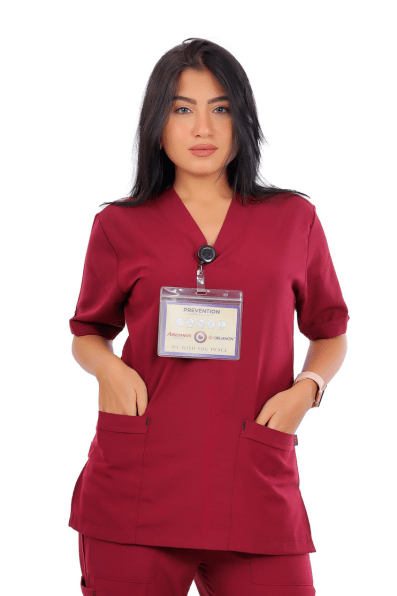 توب كلاسيك عنابي نسائي نص كم