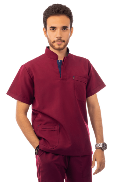 توب رويال رجالي عنابي نص كم